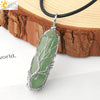 Minimalist Natural Stone Hexagonal Prism Necklace With Hand Wrapped Tree Of Life Pendant And Leather Rope Chain