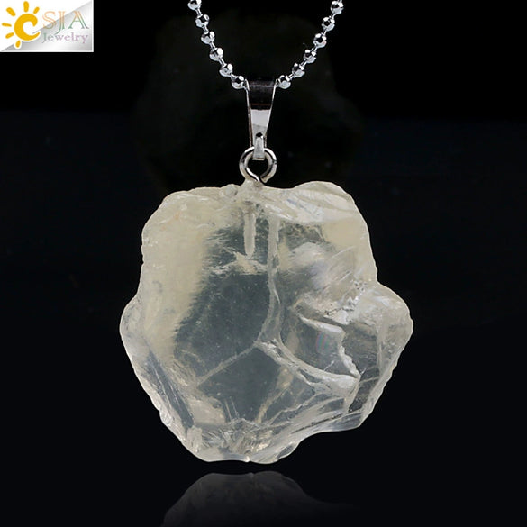 Minimalist Natural Stone Irregular Pendant Necklace With Electroplated Copper Accessories Crystal Quartz Hanging Ornament