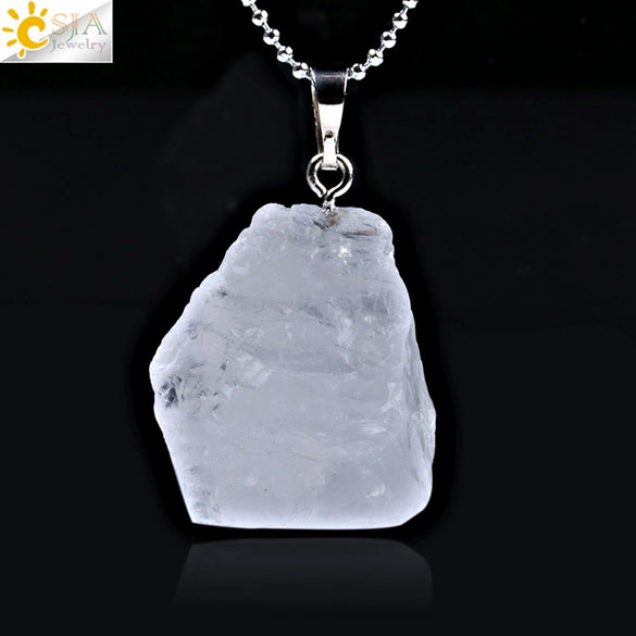Minimalist Natural Stone Irregular Pendant Necklace With Electroplated Copper Accessories Crystal Quartz Hanging Ornament