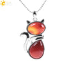 Minimalist Natural Stone Kitten Pendant Necklace With Electroplated Copper Accessories And Ball Chain Cute Animal Jewelry For Women