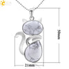 Minimalist Natural Stone Kitten Pendant Necklace With Electroplated Copper Accessories And Ball Chain Cute Animal Jewelry For Women