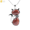 Minimalist Natural Stone Kitten Pendant Necklace With Electroplated Copper Accessories And Ball Chain Cute Animal Jewelry For Women