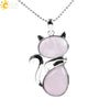 Minimalist Natural Stone Kitten Pendant Necklace With Electroplated Copper Accessories And Ball Chain Cute Animal Jewelry For Women