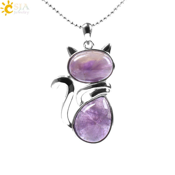 Minimalist Natural Stone Kitten Pendant Necklace With Electroplated Copper Accessories And Ball Chain Cute Animal Jewelry For Women