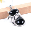 Minimalist Natural Stone Kitten Pendant Necklace With Electroplated Copper Accessories And Ball Chain Cute Animal Jewelry For Women