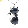 Minimalist Natural Stone Kitten Pendant Necklace With Electroplated Copper Accessories And Ball Chain Cute Animal Jewelry For Women