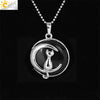 Minimalist Natural Stone Moon Cat Pendant Necklace With Copper Ball Chain Electroplated Clavicle Chain Jewelry