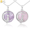 Minimalist Natural Stone Moon Cat Pendant Necklace With Copper Ball Chain Electroplated Clavicle Chain Jewelry