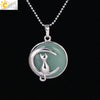 Minimalist Natural Stone Moon Cat Pendant Necklace With Copper Ball Chain Electroplated Clavicle Chain Jewelry