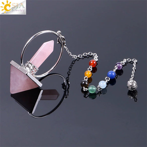 Minimalist Natural Stone Pyramid Pendant Necklace With Copper Accessories Semi Precious Crystal Obsidian And Amethyst Style