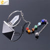 Minimalist Natural Stone Pyramid Pendant Necklace With Copper Accessories Semi Precious Crystal Obsidian And Amethyst Style