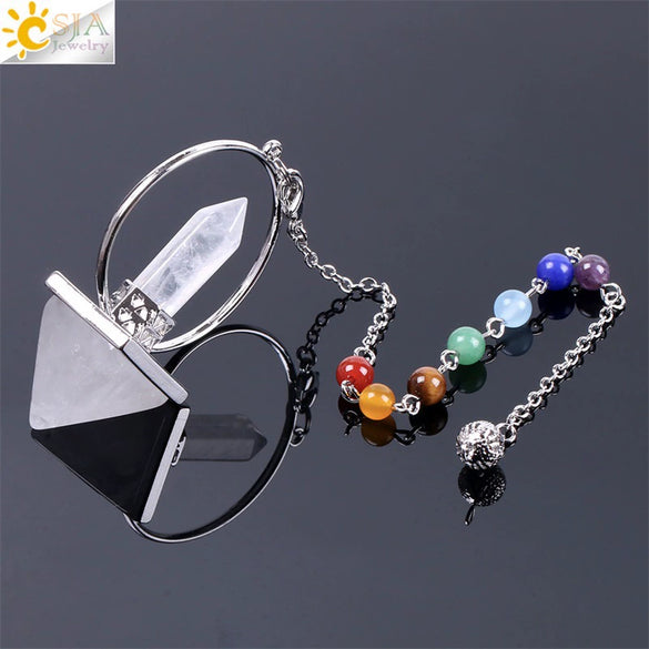 Minimalist Natural Stone Pyramid Pendant Necklace With Copper Accessories Semi Precious Crystal Obsidian And Amethyst Style
