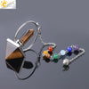 Minimalist Natural Stone Pyramid Pendant Necklace With Copper Accessories Semi Precious Crystal Obsidian And Amethyst Style