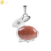 Minimalist Natural Stone Rabbit Pendant Necklace With Ball Chain Electroplated Stainless Steel And Copper Animal Jewelry