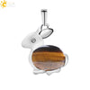 Minimalist Natural Stone Rabbit Pendant Necklace With Ball Chain Electroplated Stainless Steel And Copper Animal Jewelry