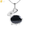 Minimalist Natural Stone Rabbit Pendant Necklace With Ball Chain Electroplated Stainless Steel And Copper Animal Jewelry