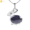 Minimalist Natural Stone Rabbit Pendant Necklace With Ball Chain Electroplated Stainless Steel And Copper Animal Jewelry