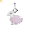 Minimalist Natural Stone Rabbit Pendant Necklace With Ball Chain Electroplated Stainless Steel And Copper Animal Jewelry