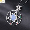 Minimalist Natural Stone Star Pendant Necklace With Electroplated Alloy Bead Chain Unisex Crystal Six Pointed Star Jewelry