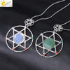 Minimalist Natural Stone Star Pendant Necklace With Electroplated Alloy Bead Chain Unisex Crystal Six Pointed Star Jewelry