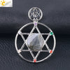 Minimalist Natural Stone Star Pendant Necklace With Electroplated Alloy Bead Chain Unisex Crystal Six Pointed Star Jewelry