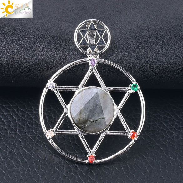 Minimalist Natural Stone Star Pendant Necklace With Electroplated Alloy Bead Chain Unisex Crystal Six Pointed Star Jewelry
