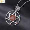 Minimalist Natural Stone Star Pendant Necklace With Electroplated Alloy Bead Chain Unisex Crystal Six Pointed Star Jewelry