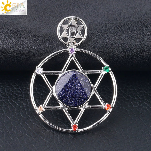 Minimalist Natural Stone Star Pendant Necklace With Electroplated Alloy Bead Chain Unisex Crystal Six Pointed Star Jewelry