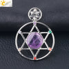 Minimalist Natural Stone Star Pendant Necklace With Electroplated Alloy Bead Chain Unisex Crystal Six Pointed Star Jewelry