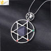 Minimalist Natural Stone Star Pendant Necklace With Electroplated Alloy Bead Chain Unisex Crystal Six Pointed Star Jewelry