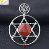 Minimalist Natural Stone Star Pendant Necklace With Electroplated Alloy Bead Chain Unisex Crystal Six Pointed Star Jewelry