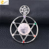 Minimalist Natural Stone Star Pendant Necklace With Electroplated Alloy Bead Chain Unisex Crystal Six Pointed Star Jewelry
