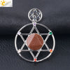 Minimalist Natural Stone Star Pendant Necklace With Electroplated Alloy Bead Chain Unisex Crystal Six Pointed Star Jewelry