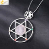 Minimalist Natural Stone Star Pendant Necklace With Electroplated Alloy Bead Chain Unisex Crystal Six Pointed Star Jewelry