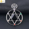 Minimalist Natural Stone Star Pendant Necklace With Electroplated Alloy Bead Chain Unisex Crystal Six Pointed Star Jewelry