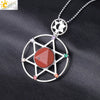 Minimalist Natural Stone Star Pendant Necklace With Electroplated Alloy Bead Chain Unisex Crystal Six Pointed Star Jewelry