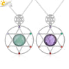 Minimalist Natural Stone Star Pendant Necklace With Electroplated Alloy Bead Chain Unisex Crystal Six Pointed Star Jewelry