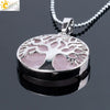 Minimalist Natural Stone Tree Of Life Pendant Necklace With Hollow Round Design Pink Crystal Amethyst And Electroplated Copper Accessories
