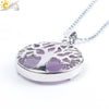 Minimalist Natural Stone Tree Of Life Pendant Necklace With Hollow Round Design Pink Crystal Amethyst And Electroplated Copper Accessories