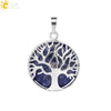 Minimalist Natural Stone Tree Of Life Pendant Necklace With Hollow Round Design Pink Crystal Amethyst And Electroplated Copper Accessories