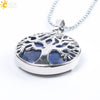 Minimalist Natural Stone Tree Of Life Pendant Necklace With Hollow Round Design Pink Crystal Amethyst And Electroplated Copper Accessories