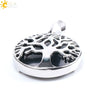 Minimalist Natural Stone Tree Of Life Pendant Necklace With Hollow Round Design Pink Crystal Amethyst And Electroplated Copper Accessories