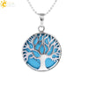 Minimalist Natural Stone Tree Of Life Pendant Necklace With Hollow Round Design Pink Crystal Amethyst And Electroplated Copper Accessories