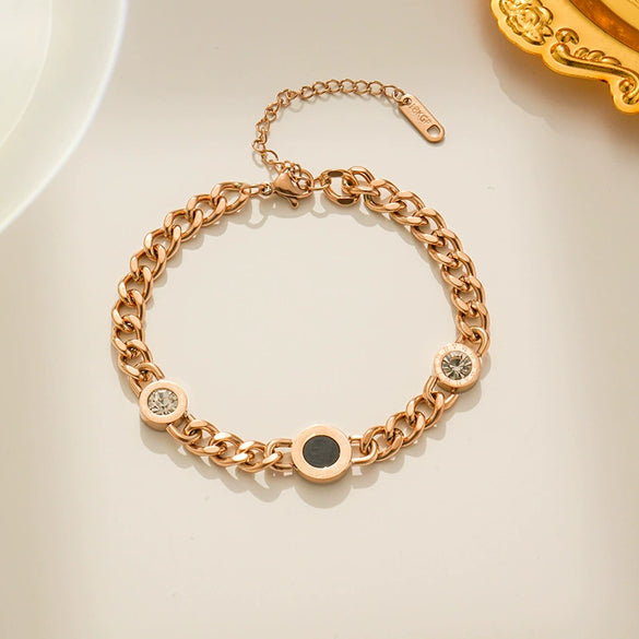 Minimalist Niche Design Sense Bracelet For Female Titanium Steel With Geometric Style Plated 18K Gold And Diamond Treatment Letters Numbers Text Pattern