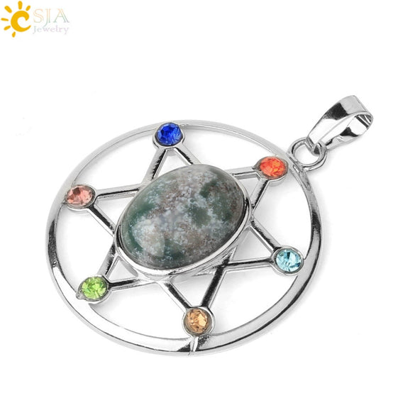 Minimalist Oval And Star Natural Crystal Pendant Necklace With Rhinestone Electroplated Geometric Jewelry