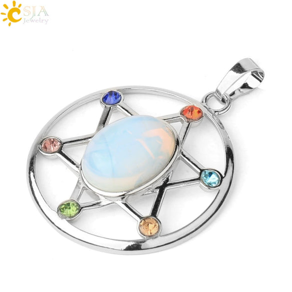 Minimalist Oval And Star Natural Crystal Pendant Necklace With Rhinestone Electroplated Geometric Jewelry
