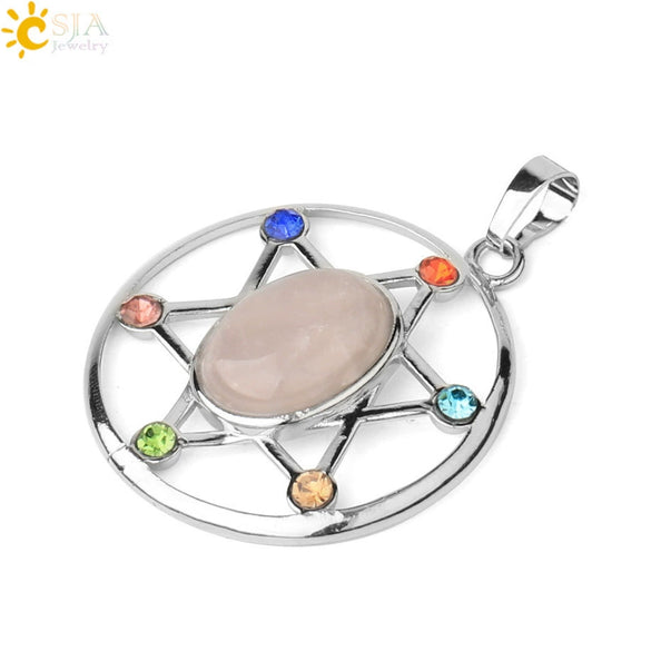 Minimalist Oval And Star Natural Crystal Pendant Necklace With Rhinestone Electroplated Geometric Jewelry