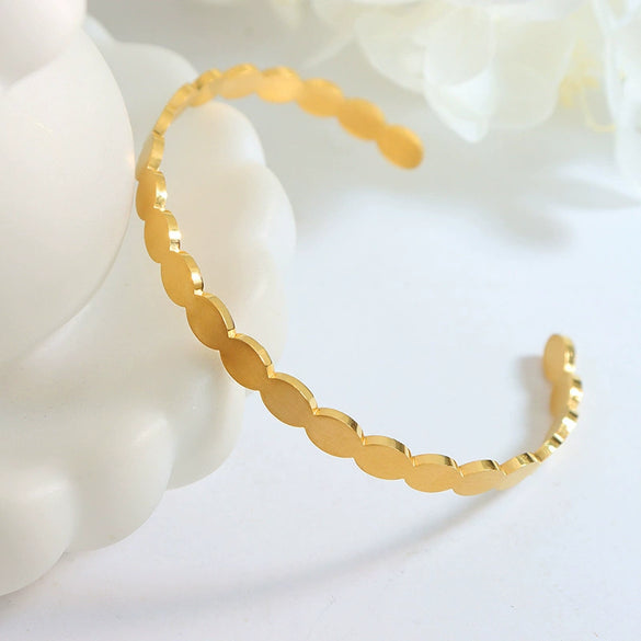 Minimalist Oval Stitching 316L Stainless Steel Electroplating Earrings Bracelet Jewelry Suit