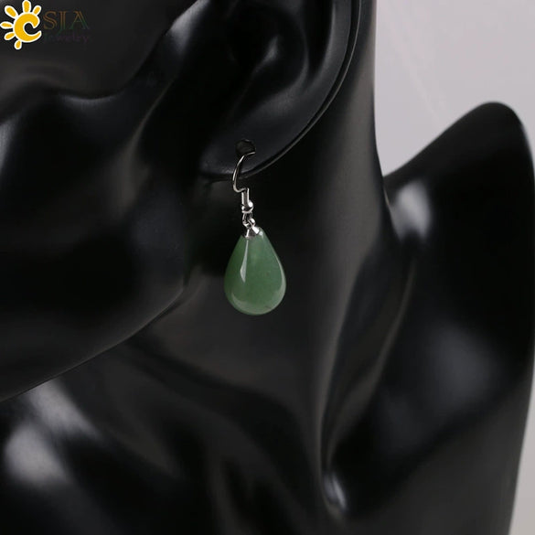 Minimalist Pear Shaped Drop Earrings With Natural Stone Crystal And Copper Accessories For Women