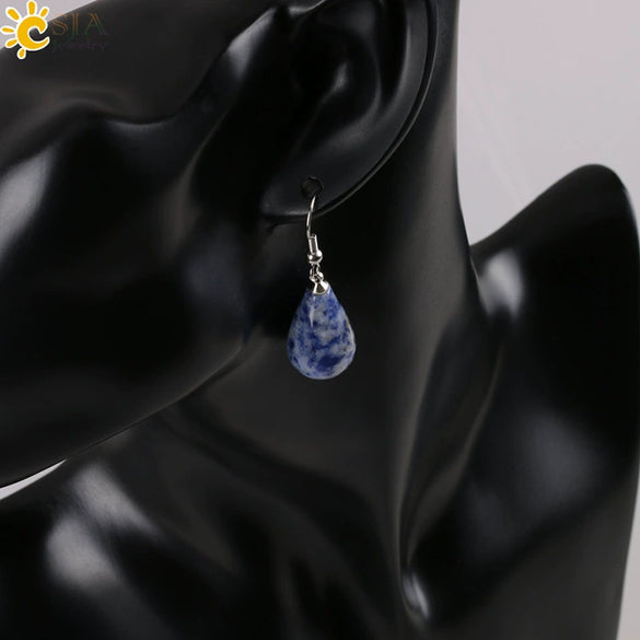 Minimalist Pear Shaped Drop Earrings With Natural Stone Crystal And Copper Accessories For Women